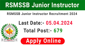 Rajasthan RSMSSB Junior Instructor Recruitment 2024 Apply Online